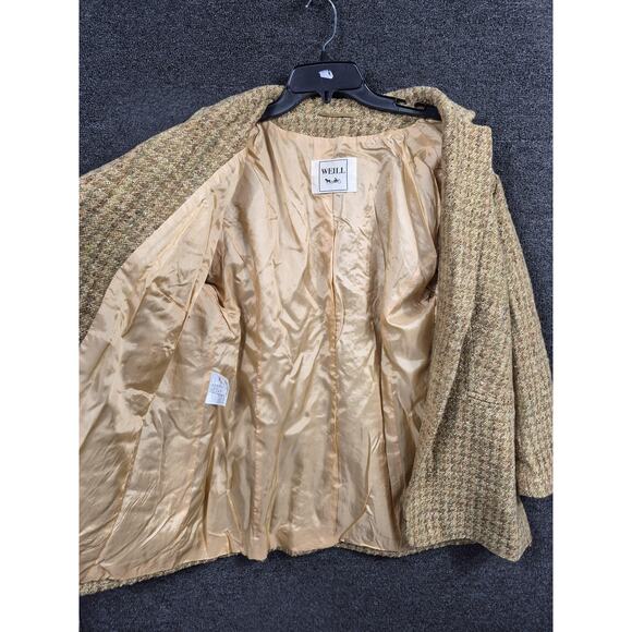 Weill Blazer Womens 16 Brown Wool Tweed Houndstooth Check Lined Jacket Coat - Picture 7 of 10